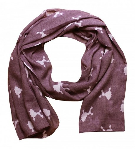 Women Scarf Poodle Dogs Print Design Lightweight Scarves for Lady - Dusty Rose - C718753OWOX