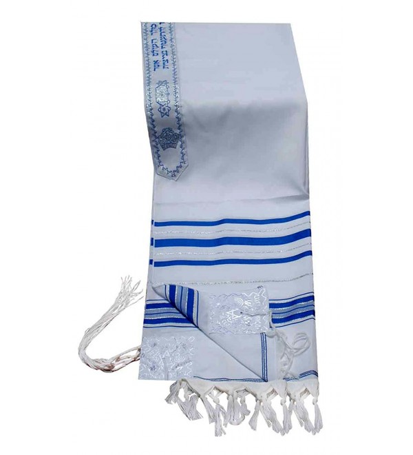 Acrylic Tallit (imitation Wool) Prayer Shawl in Blue and Silver Size 18" L X 72" W - CH1121YUCTJ