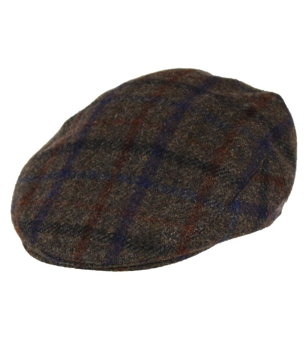 100% Wool Men's Grey Plaid Winter Irish Ivy Cabbie Hat - Lightweight Flat Cap - C4185XMZCC2