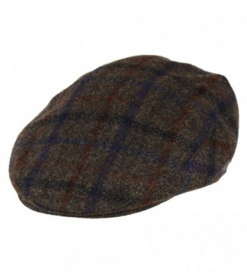 100% Wool Men's Grey Plaid Winter Irish Ivy Cabbie Hat - Lightweight Flat Cap - C4185XMZCC2