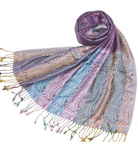 Lovarzi Women's Pashmina Scarf Shawl - Chic Paisley Scarves for Ladies & Girls - Purple - CJ116L8JOZT