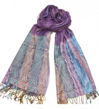 Lovarzi Womens Purple Paisley Pashmina