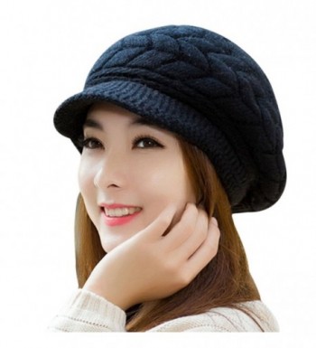 SportsWell Women's Solid Warm Knitted Hat Winter Ear Protective Cozy Caps - Black - CP12MYSW90S
