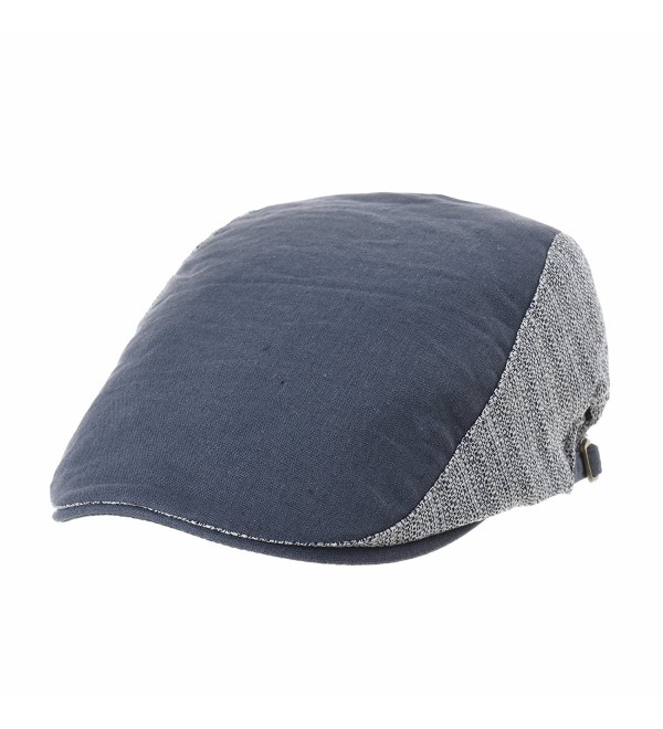 WITHMOONS Summer Linen Flat Cap Two Block Neutral Color IVY Hat LD3051 - Blue - CN180WIMLRC