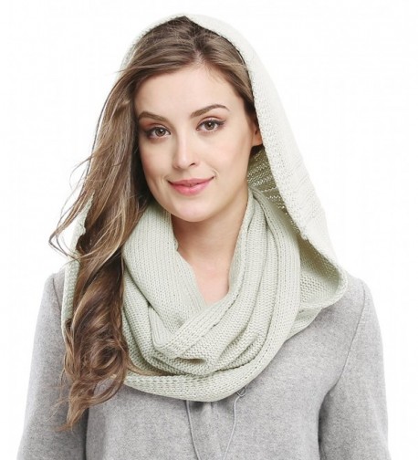 Winter Soft Pullover Knit Infinity Scarf Beanie Hoodie Scarf - Light Grey - C21887TD5MT
