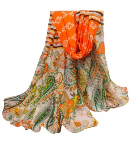 Multi Color Hovsgol Design Voile Pashmina Shawl Scarf Wrap Stole CJ Apparel NEW - Orange & Green - CP11QFD5VZ7