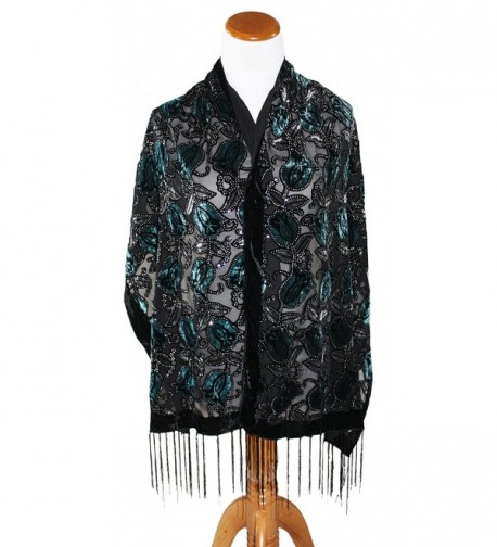 Exotic Velvet Burnout Brocade Scarf Teal CB12MA1IVVG