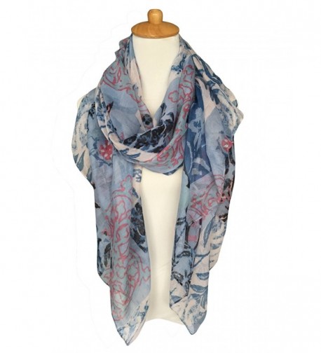 GERINLY Scarves - Womens Shawl Wrap Fashion Print Head Scarf - Bluepink - CQ12O21P3O6