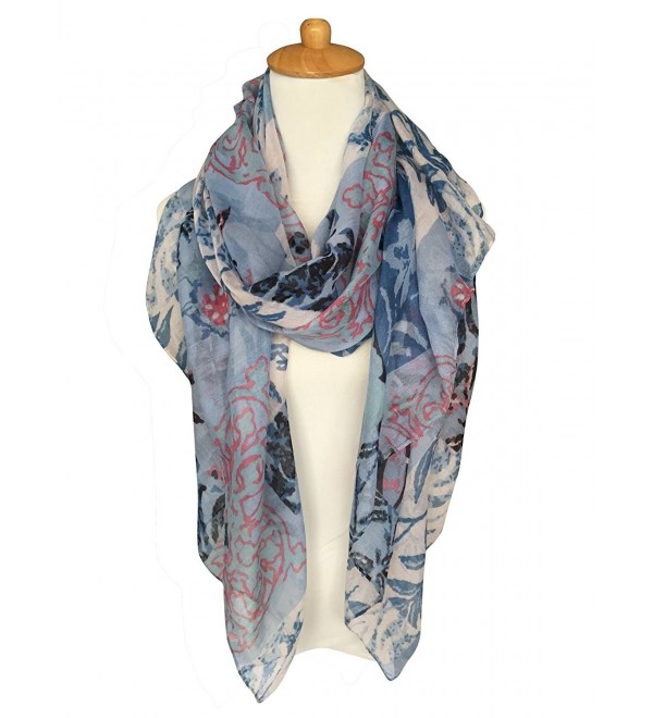 GERINLY Scarves - Womens Shawl Wrap Fashion Print Head Scarf - Bluepink - CQ12O21P3O6