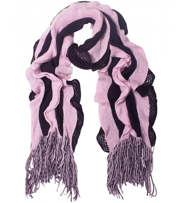 Acrylic Fashion Wavy Ruffle Knitted Tassel Ends Long Scarf Available - Fba - Purple - C4113ZMJSKP