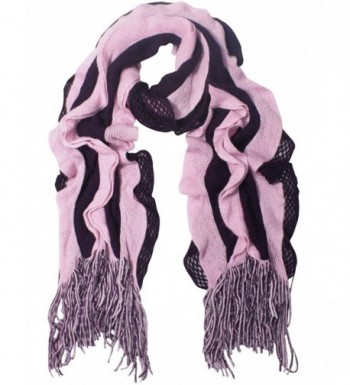 Acrylic Fashion Wavy Ruffle Knitted Tassel Ends Long Scarf Available - Fba - Purple - C4113ZMJSKP