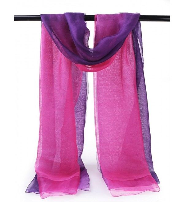 EGO ECHO Scarf Spring Scarfs - Purple & Dark Purple Ombre - Double Layer - Lightweight Wool/Silk Blend Fabric - C31832Q93ME