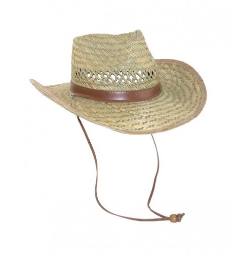 Dorfman Pacific Men's Rush Straw Lightweight Outback Hat with Chin Cord - Natural - CM1170SUFH5