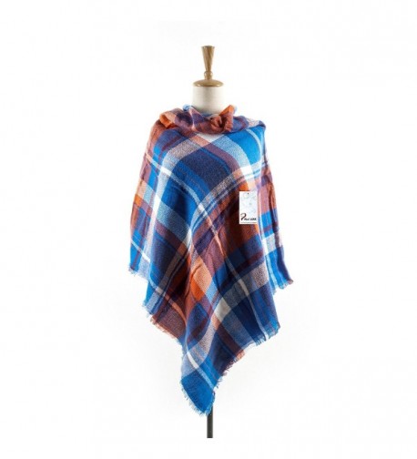 Womens Tartan Checked Pashmina Orange