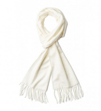 Veronz Super Soft Luxurious Rich Solid Colors Cashmere Feel Winter Scarf - White - C212N4XIS82