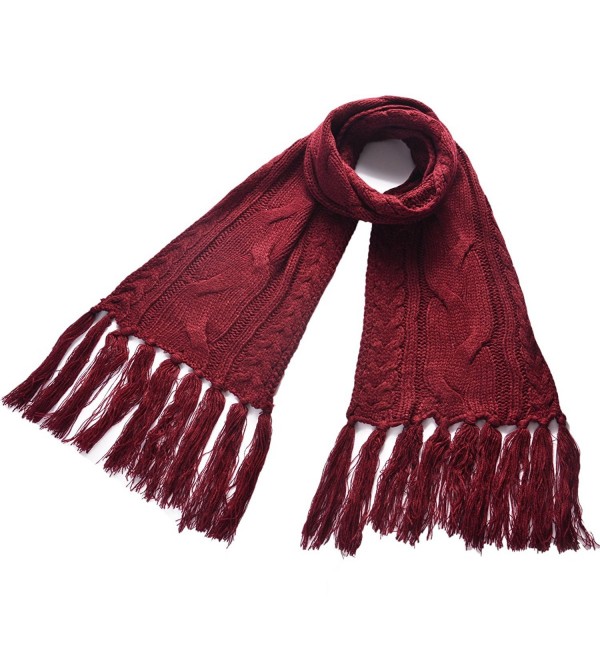 Royal Journey Women's Fashion Knit scarf Long Shawl Soft Winter Warm Infinity Scarf - Claret-red - CK12MYAT7T2