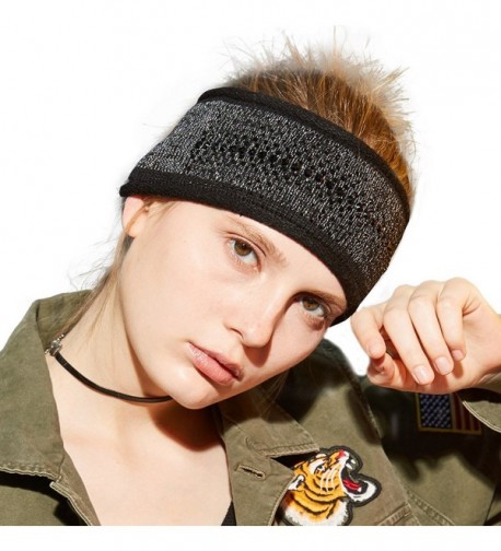 Winter Womens Knit Headband with Faux Jewels - Black - CZ187IOE4NR