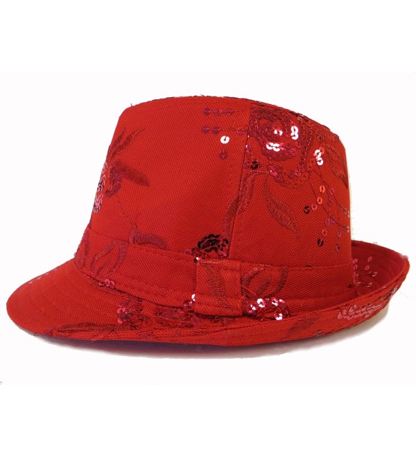 Sequin Floral Fedora / Red / Red Hat Ladies C1113X3JC3J