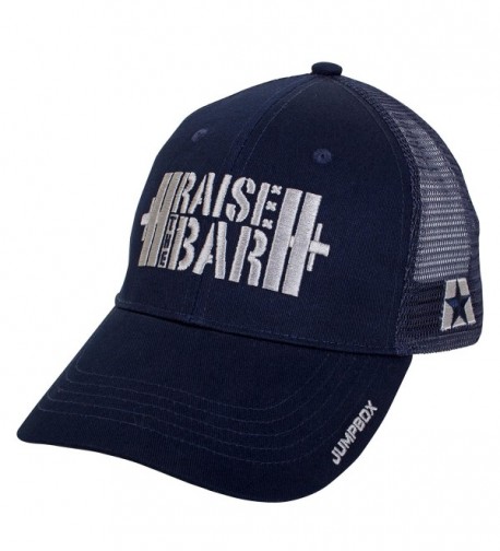 Raise the Bar Barbell Weightlifting - Blue - Curved Bill Snapback Trucker Hat - C212NUQ8MNY