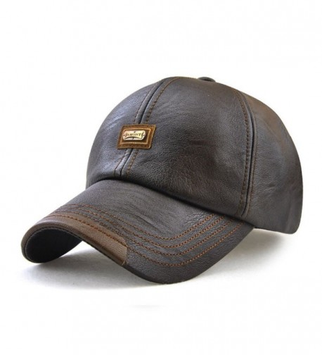 King Star Men Winter Warm Faux Leather Adjustable Baseball Cap - Coffee - CN186S8RZHW