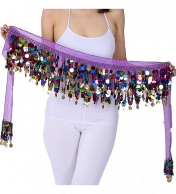 ZLTdream Belly Dance Color Film Gong Hip Scarf Chiffon - Purple - CC12IQZAOMP