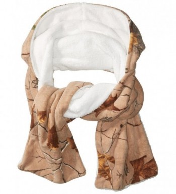 Realtree Women's Printed Fleece Hooded Oblong Scarf With Faux Fur Lining - Tan - CS184E529WW