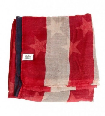 USA American Flag Scarf Beach Wrap Lightweight Navy- Red & Tan C512HG37V1V