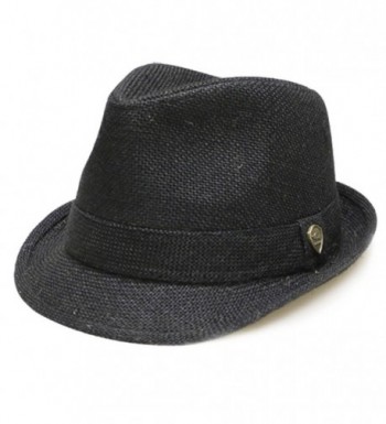 Pamoa Pms520 Solid Jute Straw Trilby Fedora Hat 4 Colors (L/xl- Black) - CB12D8OBMN5