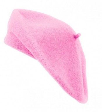 Nollia Ladies Solid Colored French Wool Beret - Pink - C112J4RL5IH