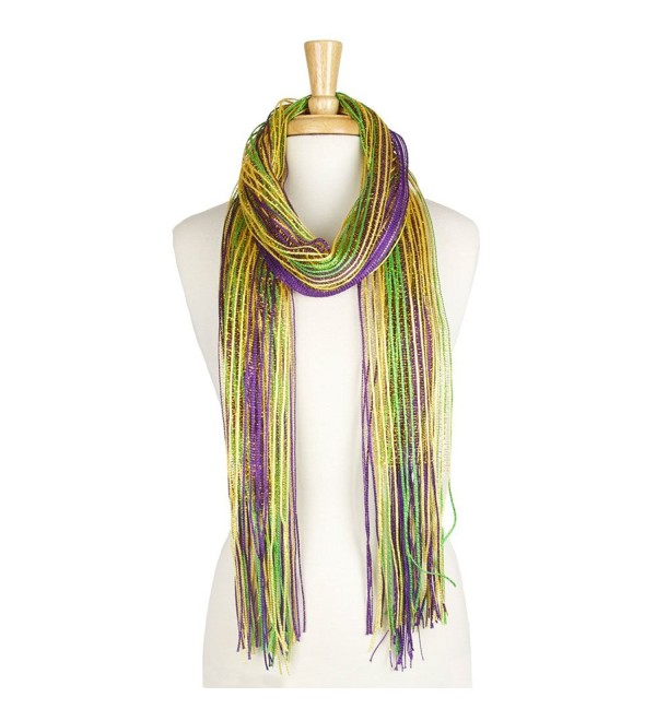 Mardi Gras Lulex Metallic Tassel Long Scarf - Purple - CL1875NGLD9