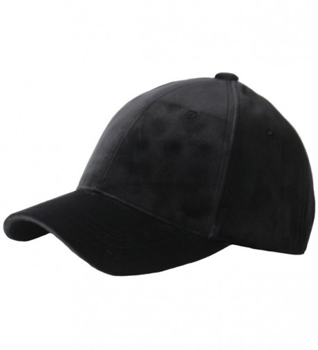 RaOn B182 Velvet Silk Fabric Feel Basic Simple Ball Cap Baseball Hat Truckers - Black - C412MAYESW2
