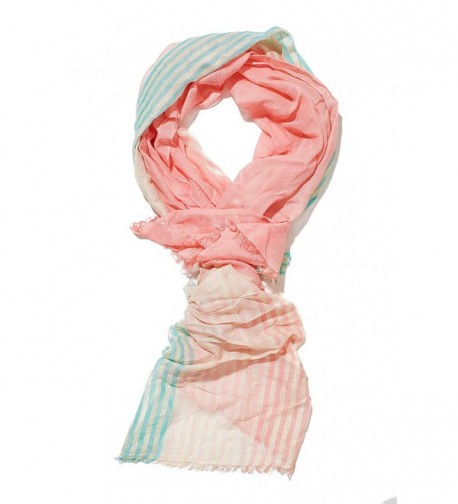 Ladies Gauze Scarf Stole Striped Gold Thread Shawl Wrap Fashion Scarves For Women - Pink- Blue- Gold - CH12N606BPI