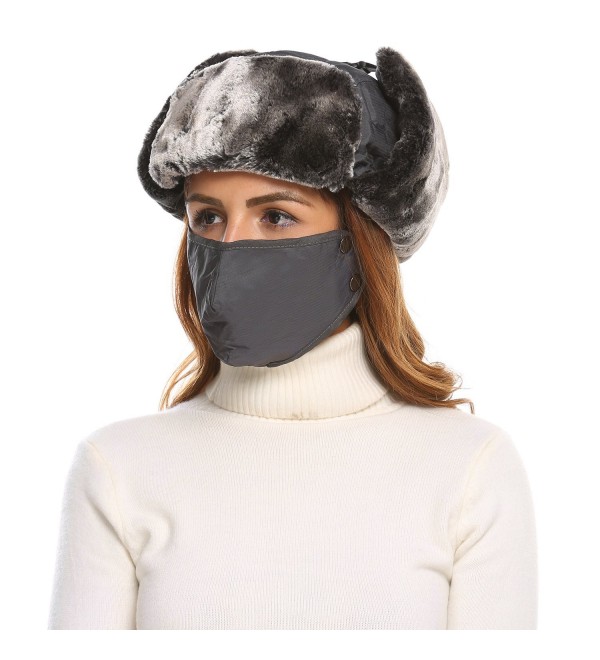 SHINE Unisex Winter Trapper Trooper Russian Hat with Windproof Mask - Gray - CK187R6W9L3