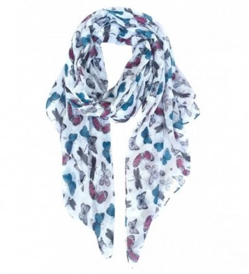 GERINLY - Multicolored Butterflies Scarf Cute Ladies Voile Wrap - White - CW185GXK33H