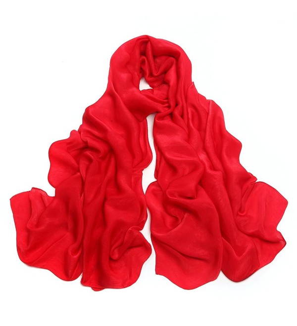 Women's Silk Feeling Large Scarf Winter Soft Warm Shawl Wraps Red ...