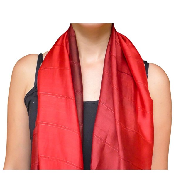 Unique Wrappable Silk Scarf. Handmade Blue Silk Scarves Wrap - Red - CS12MEKJ7LX