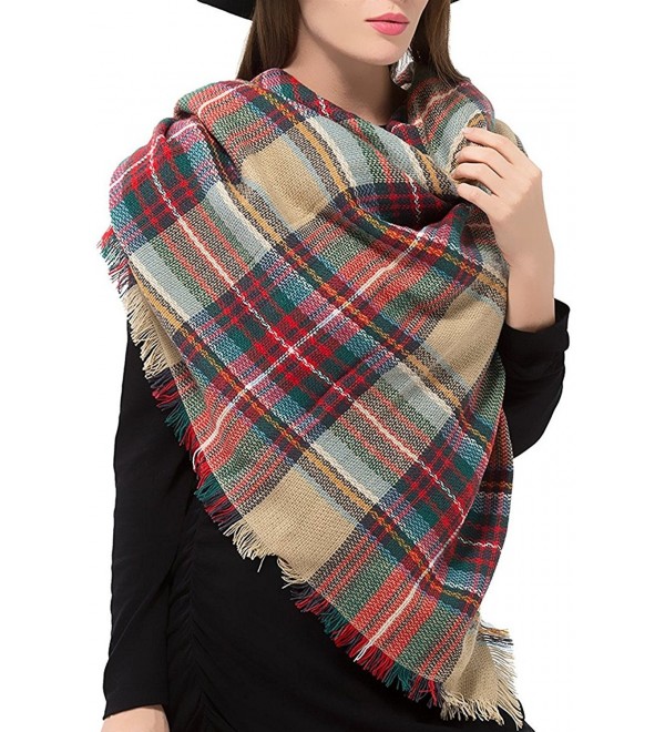 ReachMe Womens Oversized Plaid Blanket Scarf Warm Wrap Shawl Best Holiday Gift - 1 Mixed - C312KA40CEF