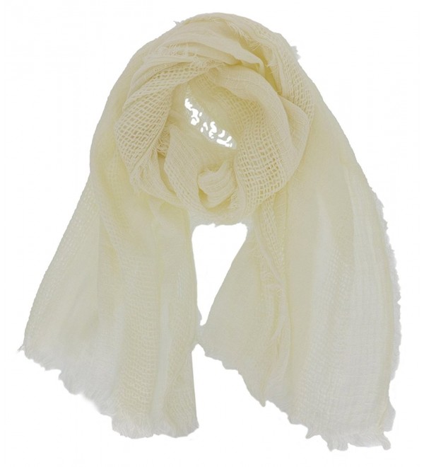 Cozzy Land Solid Oblong Lightweight Scarf - Cream - C8188868YDG