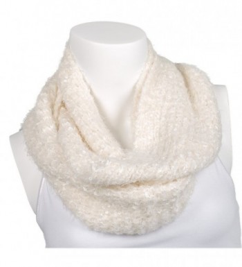 Snoozies Womens Thick and Soft Winter Knit Infinity Scarf - Soft Sequin - White - C4127DHM0B1