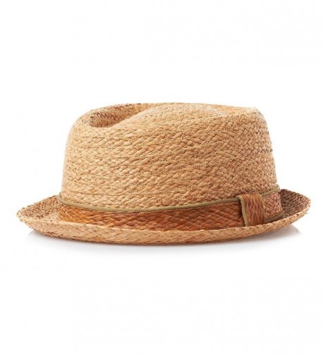 Jaxon Raffia Diamond Crown Pork Pie Hat - Natural - CR1188329J3