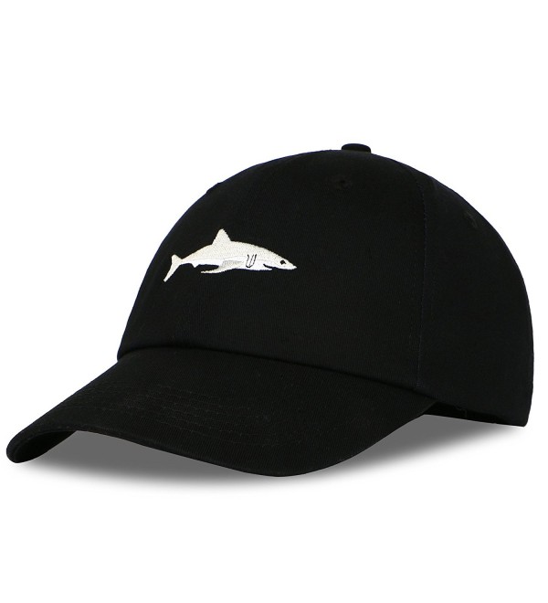 Blackblume Little Shark Embroidery Baseball Hat Adjustable Cotton Dad Caps - Black - C3186C62XZT