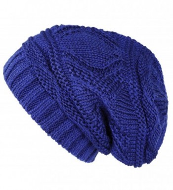 Lilax Knit Slouchy Oversized Soft Warm Winter Beanie Hat - Royal - C712MRKZP9X
