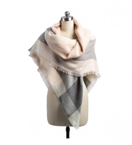 Women Plaid Blanket Scarf Tassel