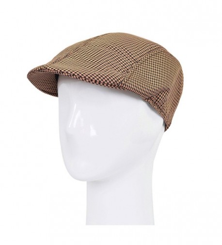 Premium Houndstooth Golf Ivy Driver Cabby Newsboy Cap Hat - Diff Colors/Sizes - Brown - CJ1216NJFLV