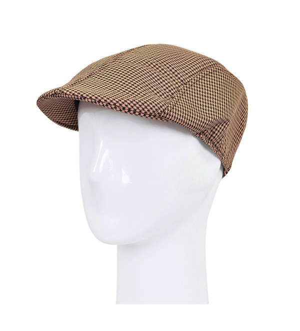 Premium Houndstooth Golf Ivy Driver Cabby Newsboy Cap Hat - Diff Colors/Sizes - Brown - CJ1216NJFLV