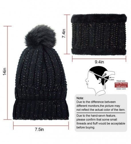 Beanies Women Winter Warm Knit Hats Ski Cap Infinity Scarf Set Black ...