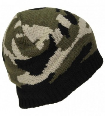 Best Winter Hats Cuffless Camouflage Beanie W/Lining (One Size) - Green Woodland - C1188CYC7N0