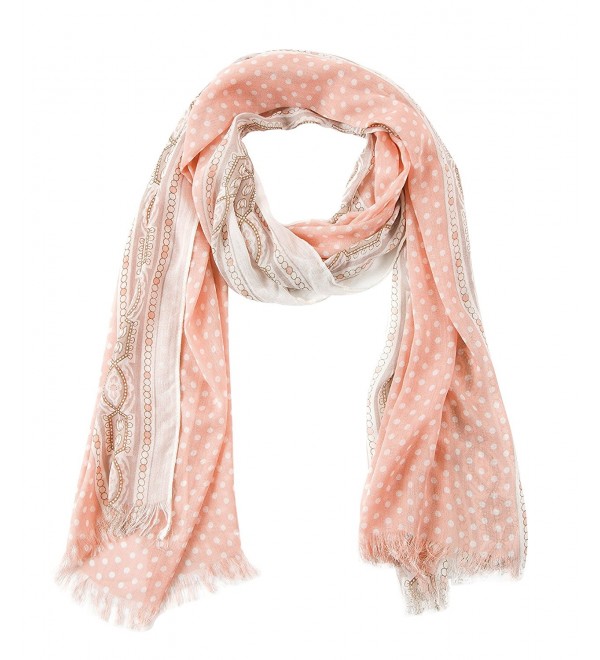 BYLUNTA Women's Lightweight Fall Winter Fashion Scarf - White Dot/ Coral - CV186REDYO3