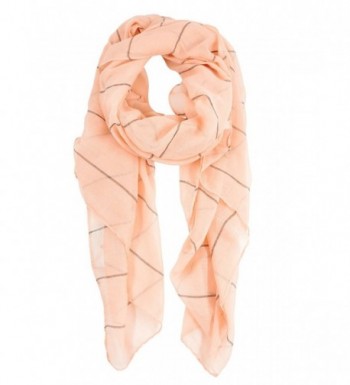 Womens Lightweight Pretty Scarf Fashion Striped Pure Color Scarves Wrap Shawls - Coral Scarf - C2186M0R6M9