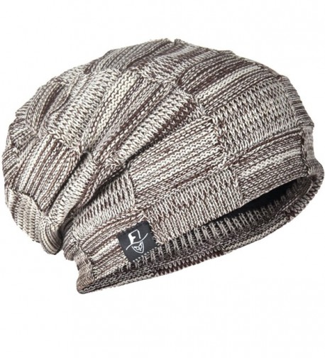 Men Knit Beanie Skull Cap Retro Thick Warm Winter Top Hat - Brown - C512N3266XT